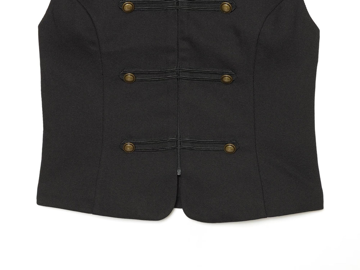 Women's slim double breasted twill vest