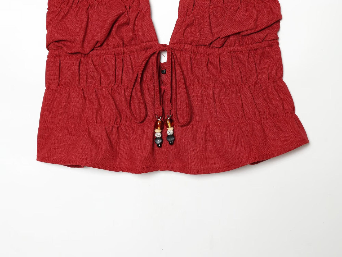 suit Women's 2 pieces linen blend halter neck top+Skirts