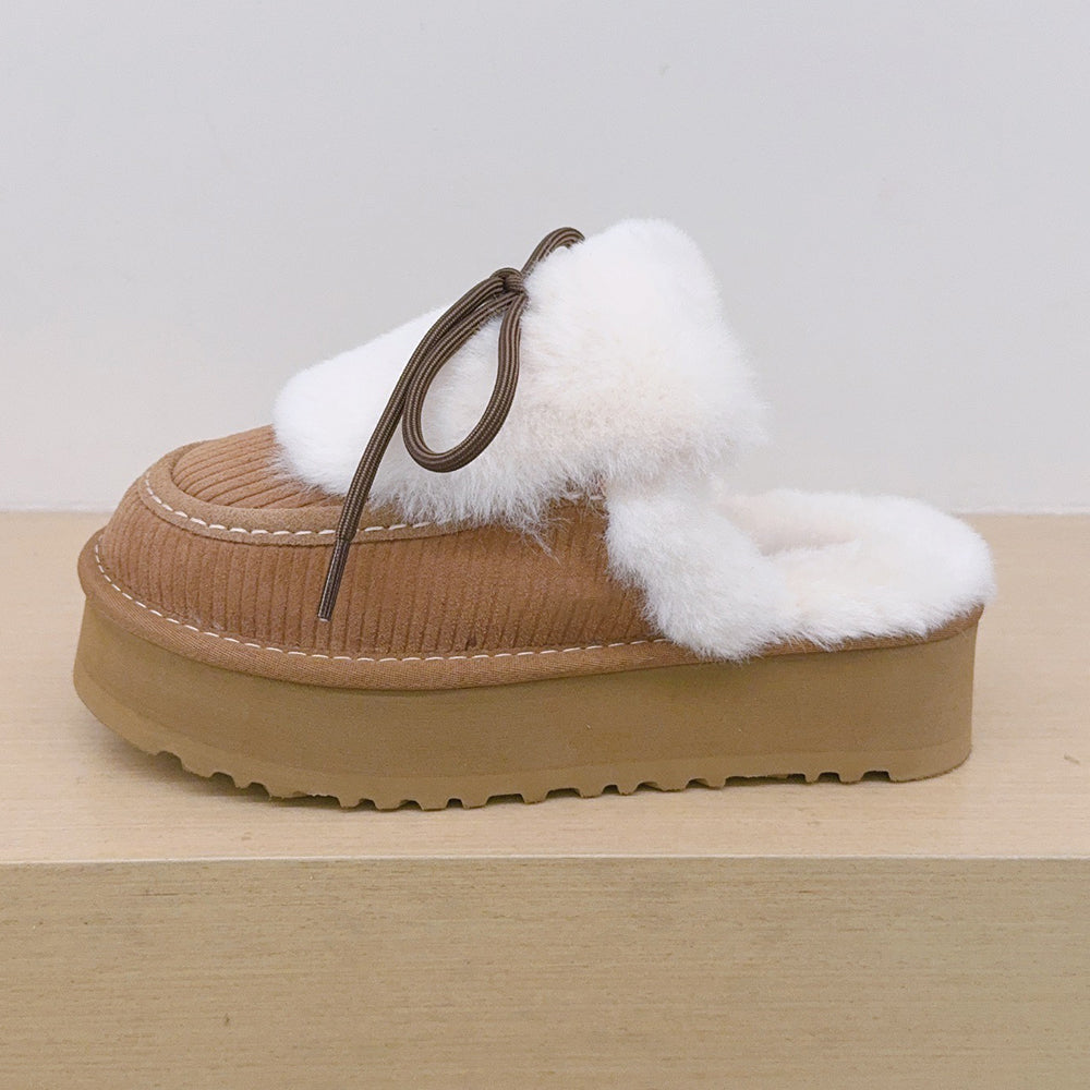 Women's new outer wear plus velvet thick-soled slippers