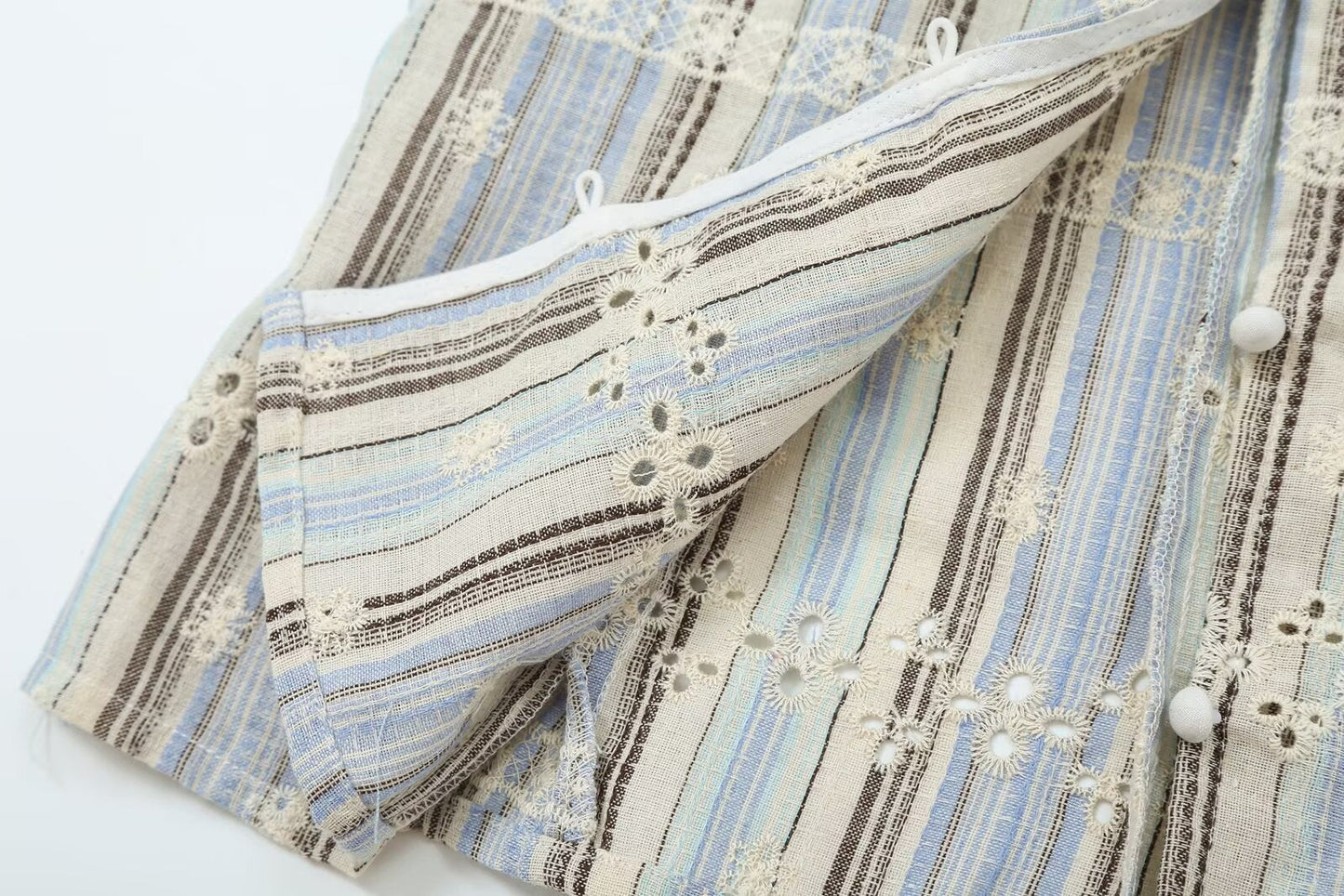 suit Women's 2 pieces sleeveless striped embroidered top+skirt
