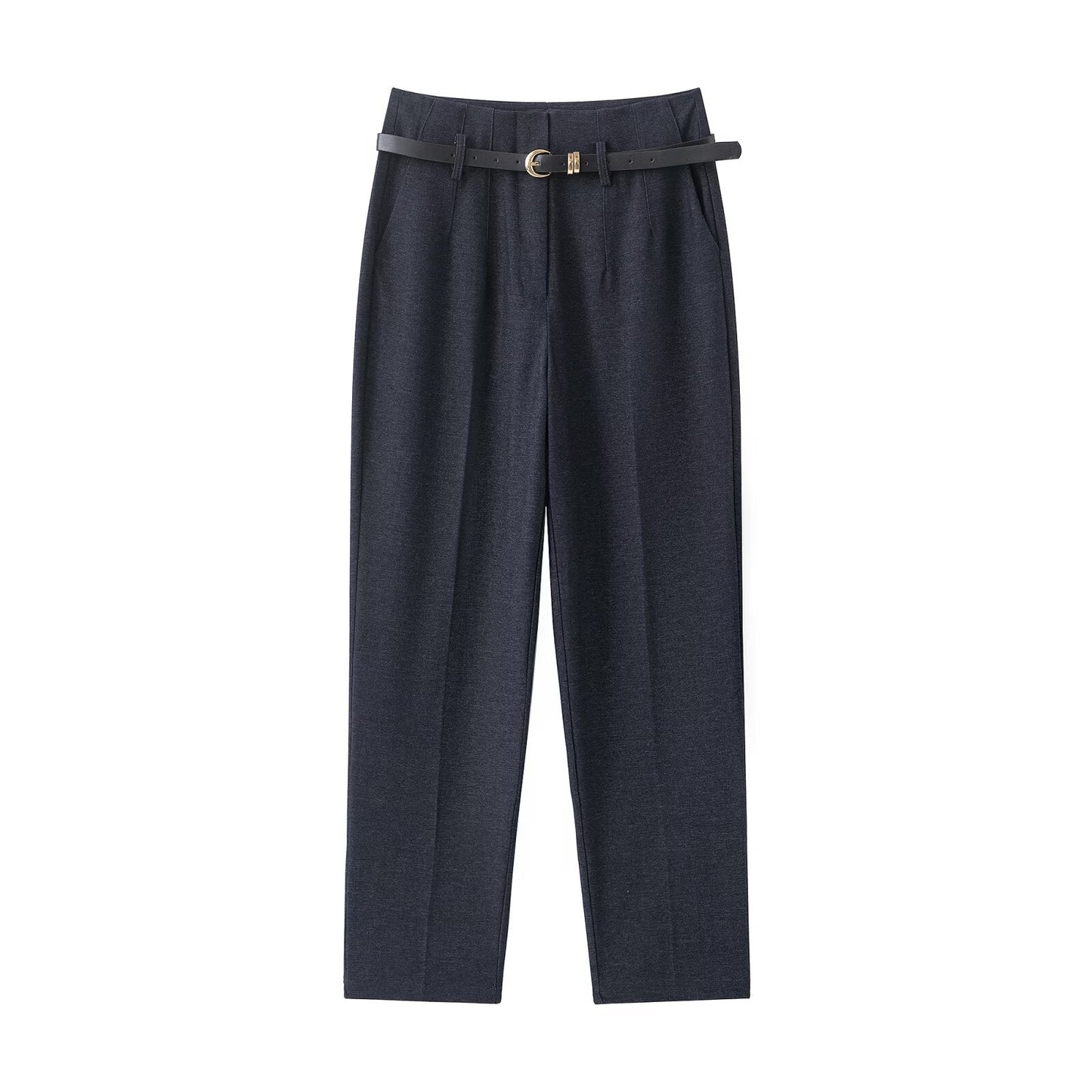 Women's With Belt casual straight high waisted pants