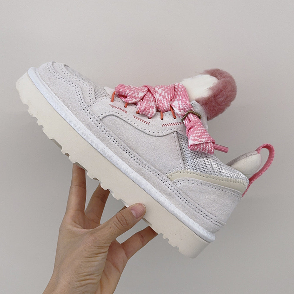 Women's new lace-up anti-slip high-top warm velvet snow shoes