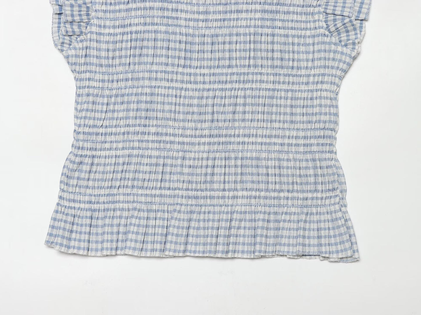 Women's short honeycomb plaid top