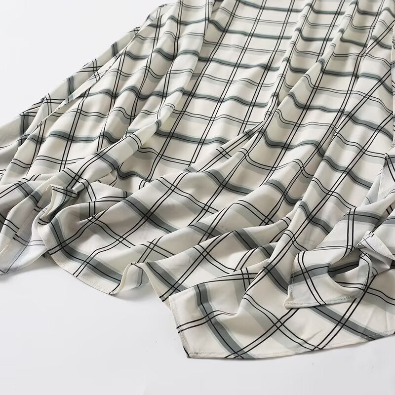 Women's irregular hem plaid MIDI skirt