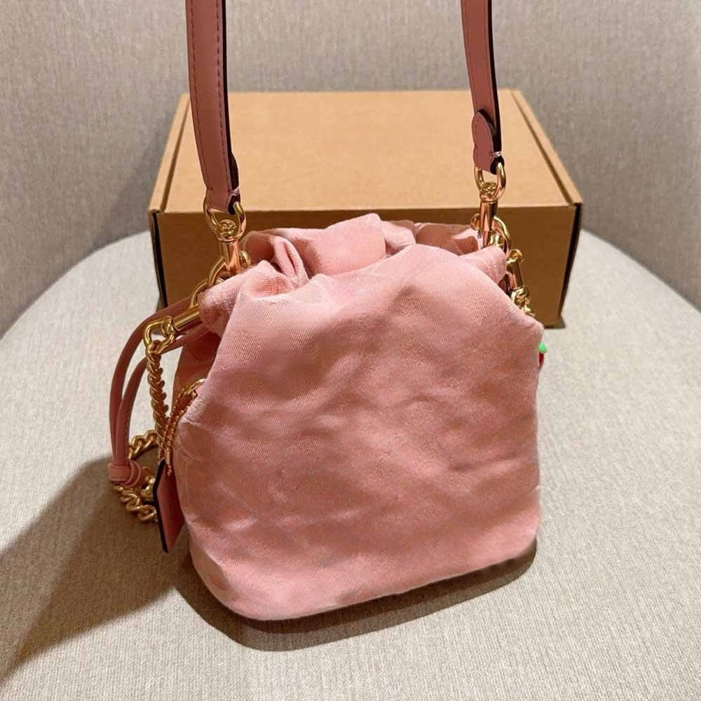 Women's new mini chain canvas drawstring bag crossbody bag