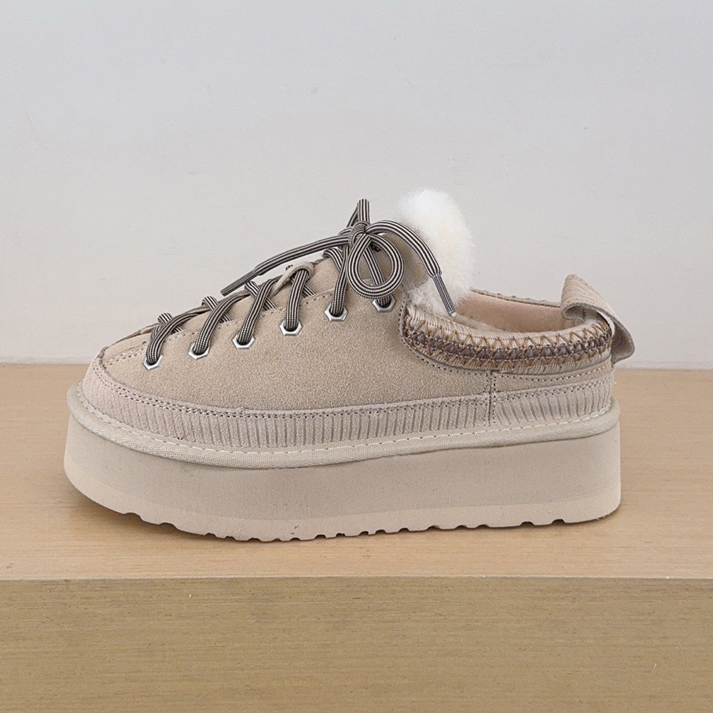 Women's new heightening lace-up padded cotton shoes