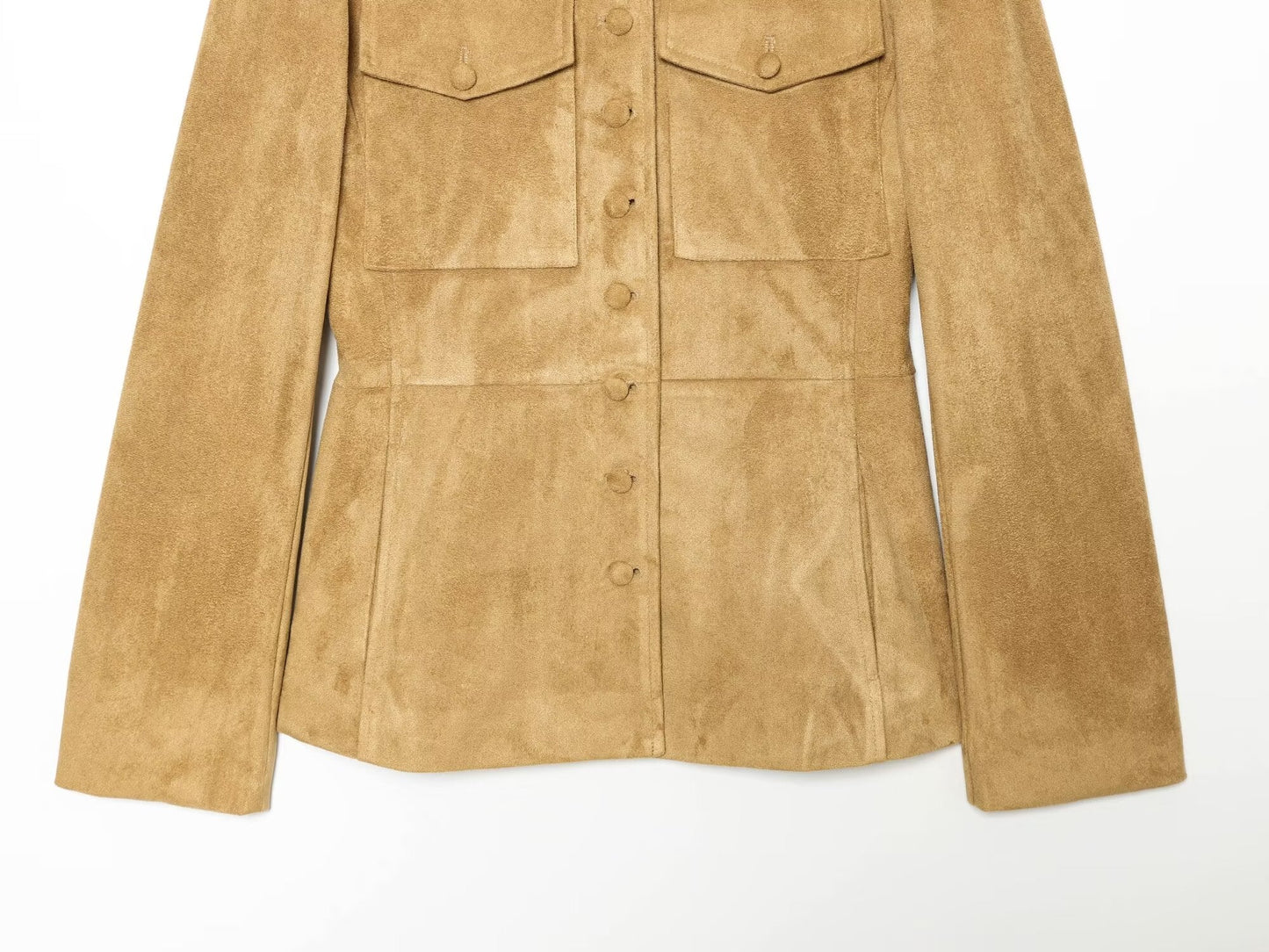 Women's suede textured leather bag buckle jacket Coat