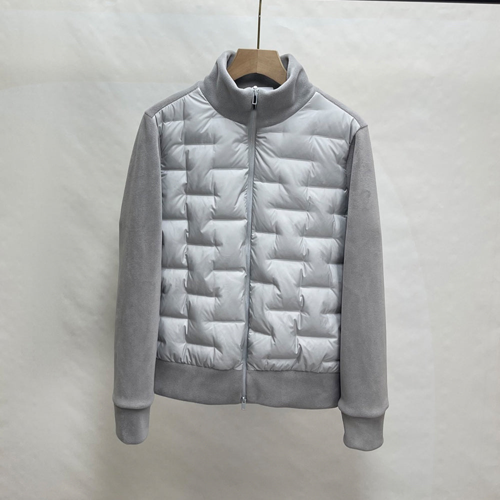 Women's new polar fleece splicing white duck down collar down jacket