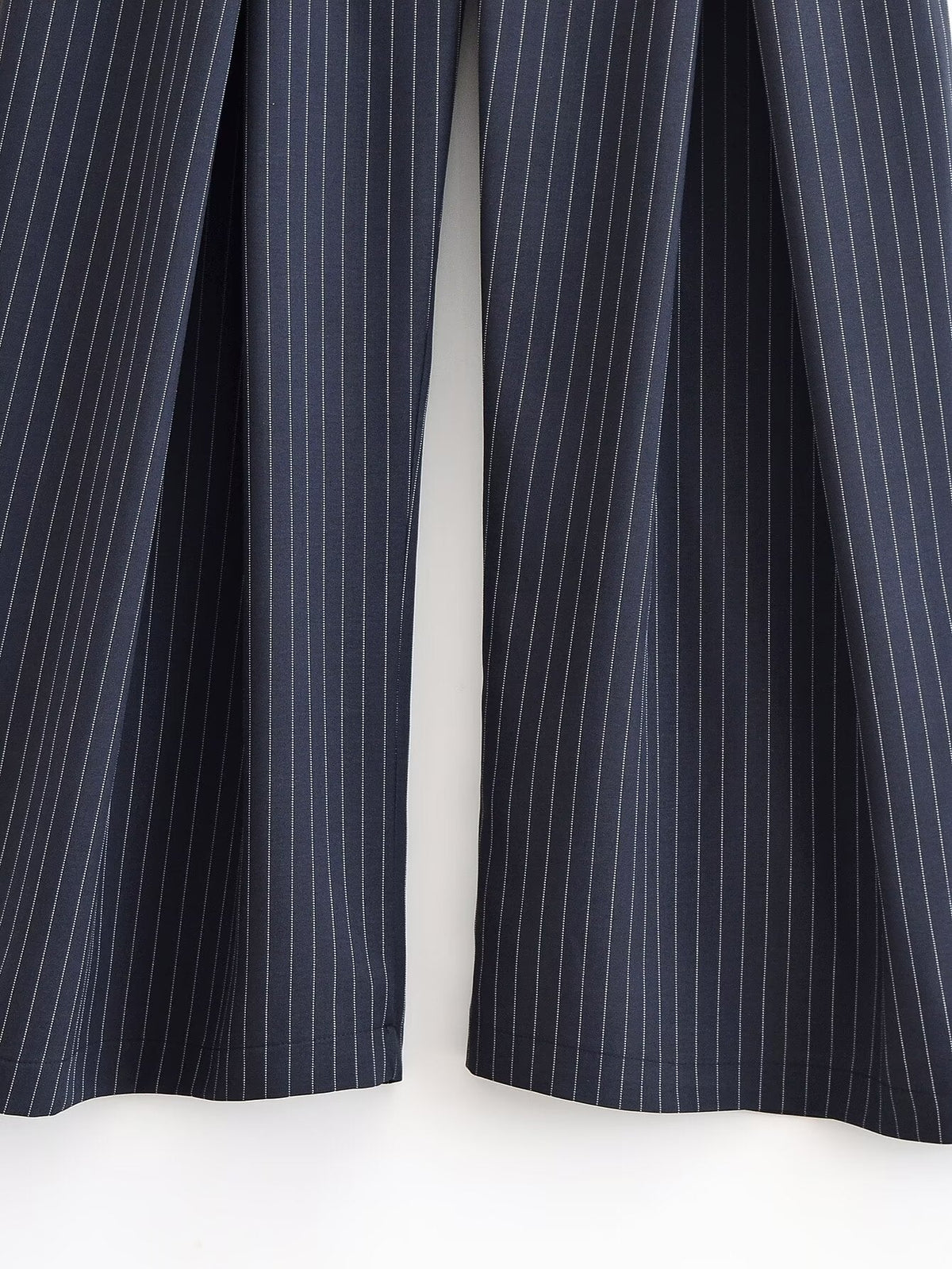 Women's casual striped wide leg pants