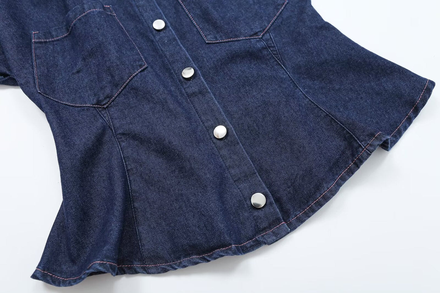 suit Women's 2 pieces pocket decoration sleeveless denim shirt+bucket jeans