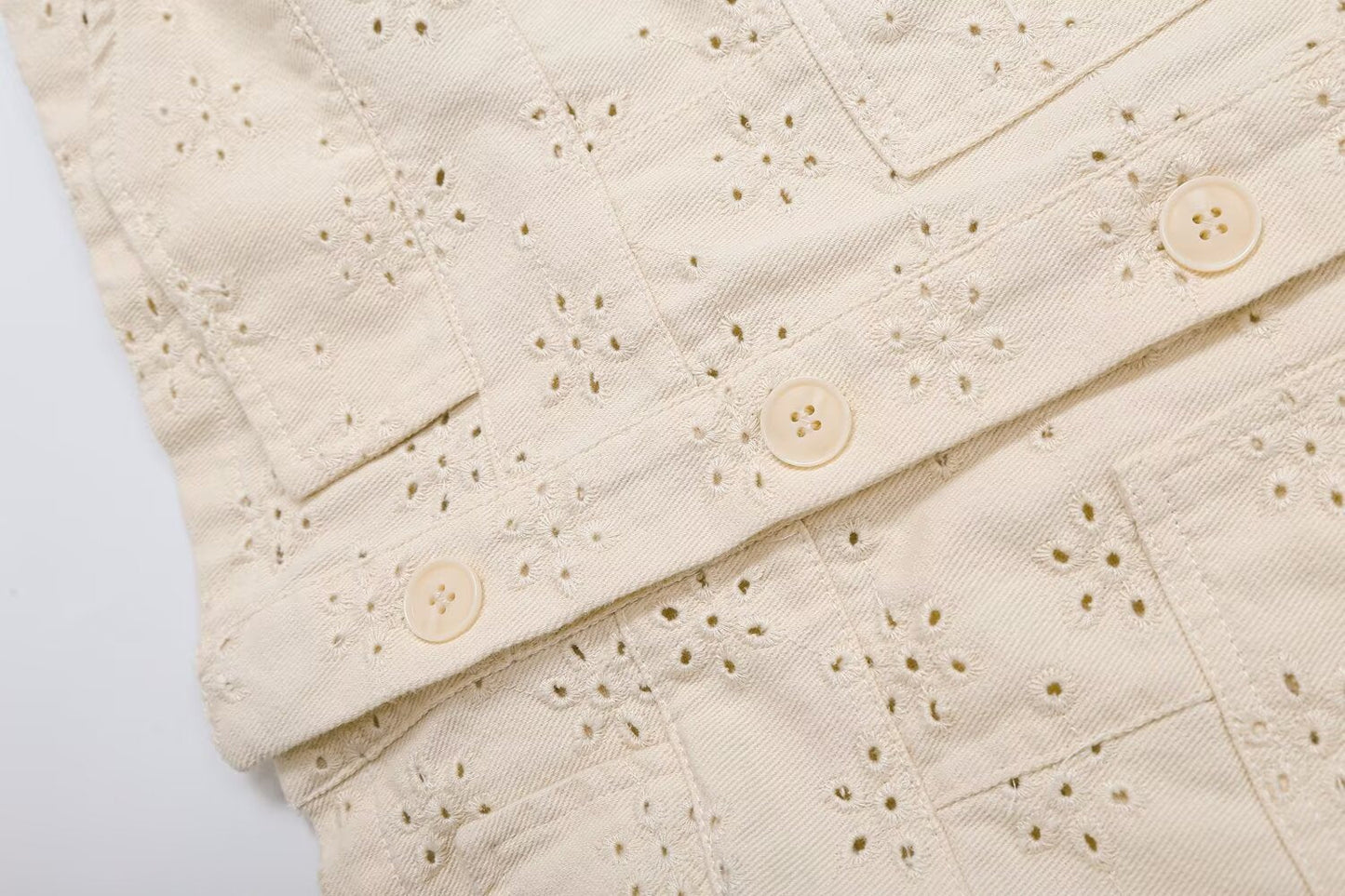 Women's flip pocket decoration hollow jacket Coat