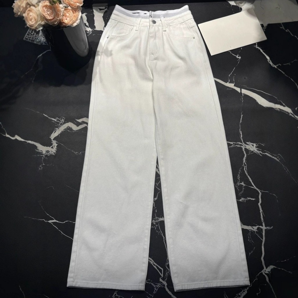 2026 women's new splicing straight loose wide-leg pants