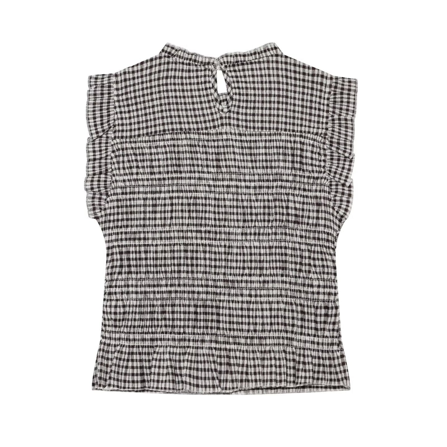 Women's short honeycomb plaid top