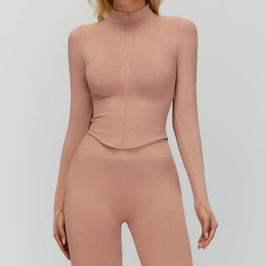 Women's new stand-up collar zipper coat tight-fitting quick-drying yoga clothes