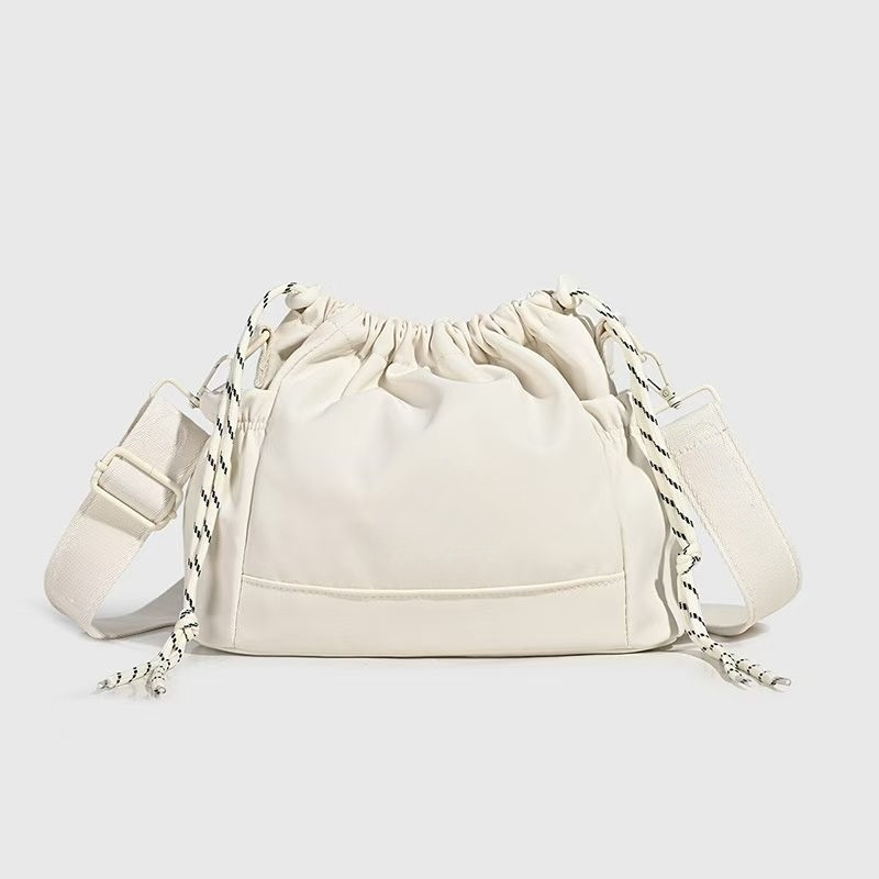 Women's new Joker drawstring wide shoulder strap crossbody bag