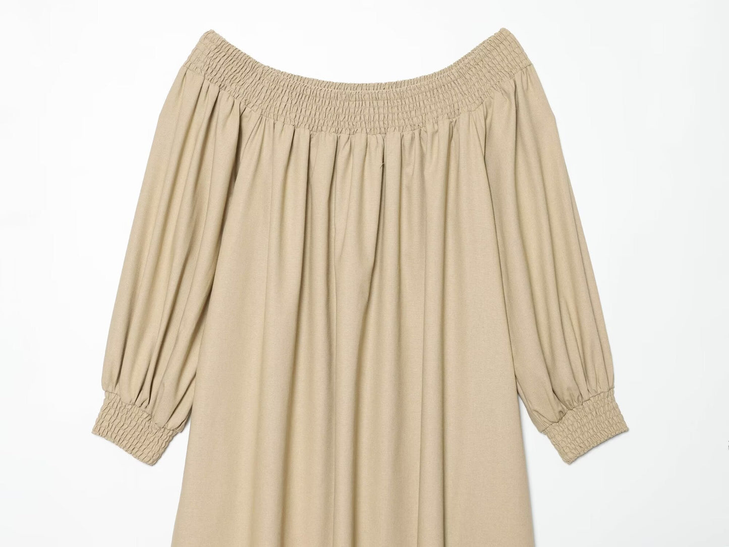 Women's off shoulder linen blended MIDI dress