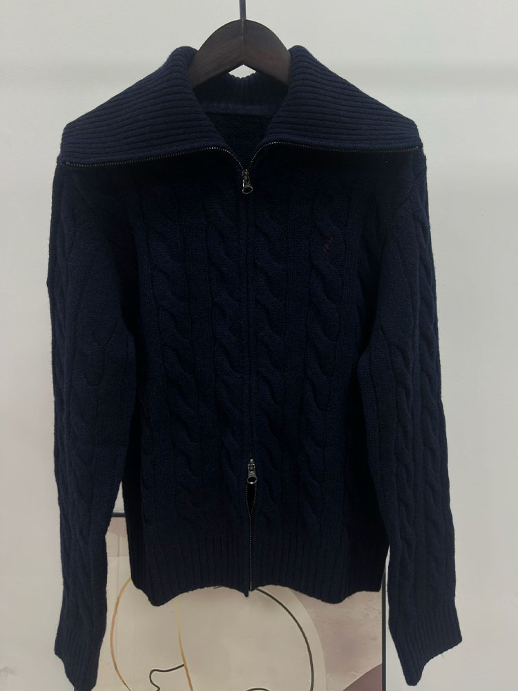 Women's New Navy Cardigan Long Sleeve Loose Knitwear