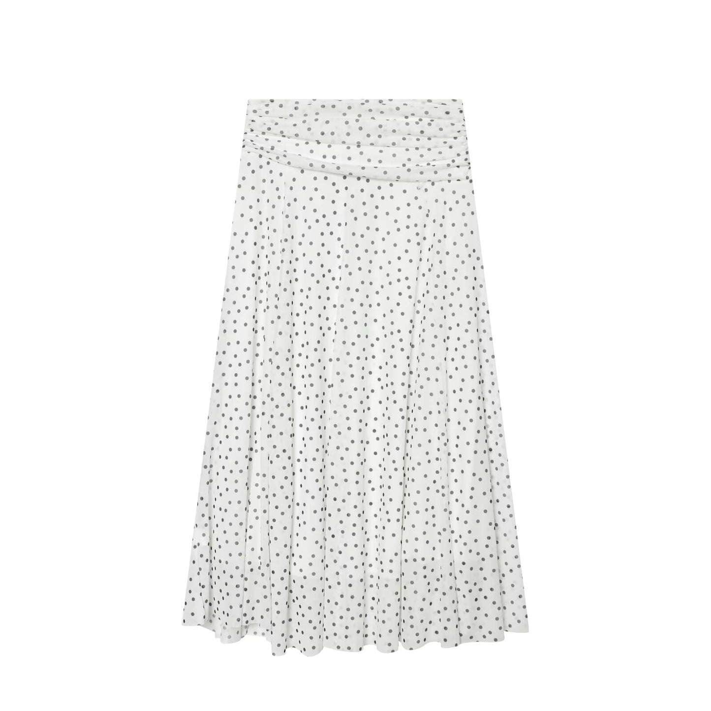 Women's pleated waist polka dot MIDI skirt