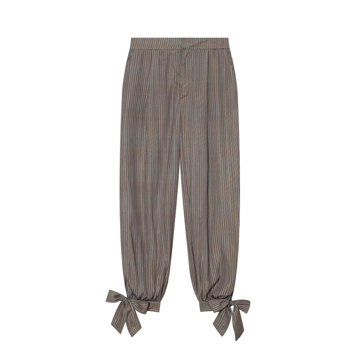 Women's bow decoration linen blended lantern pants