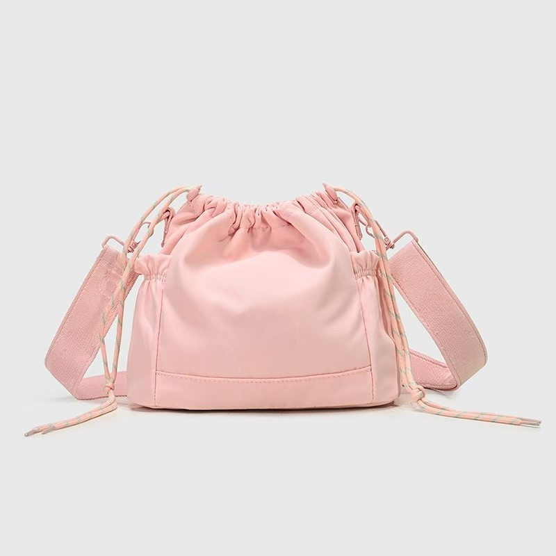 Women's new Joker drawstring wide shoulder strap crossbody bag