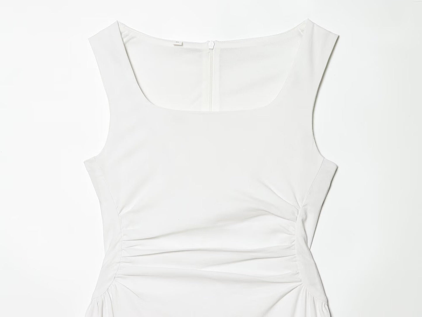 Women's U-neck pleated waist MIDI dress