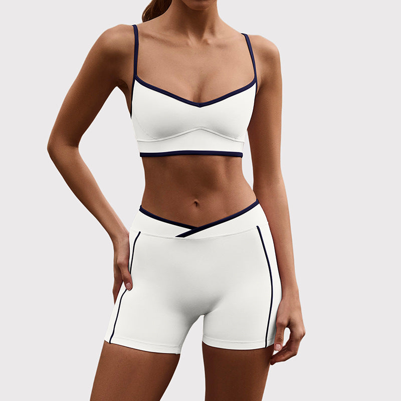 2026 New Women's Color Block Shockproof Hip-Lifting Shorts Yoga Suit