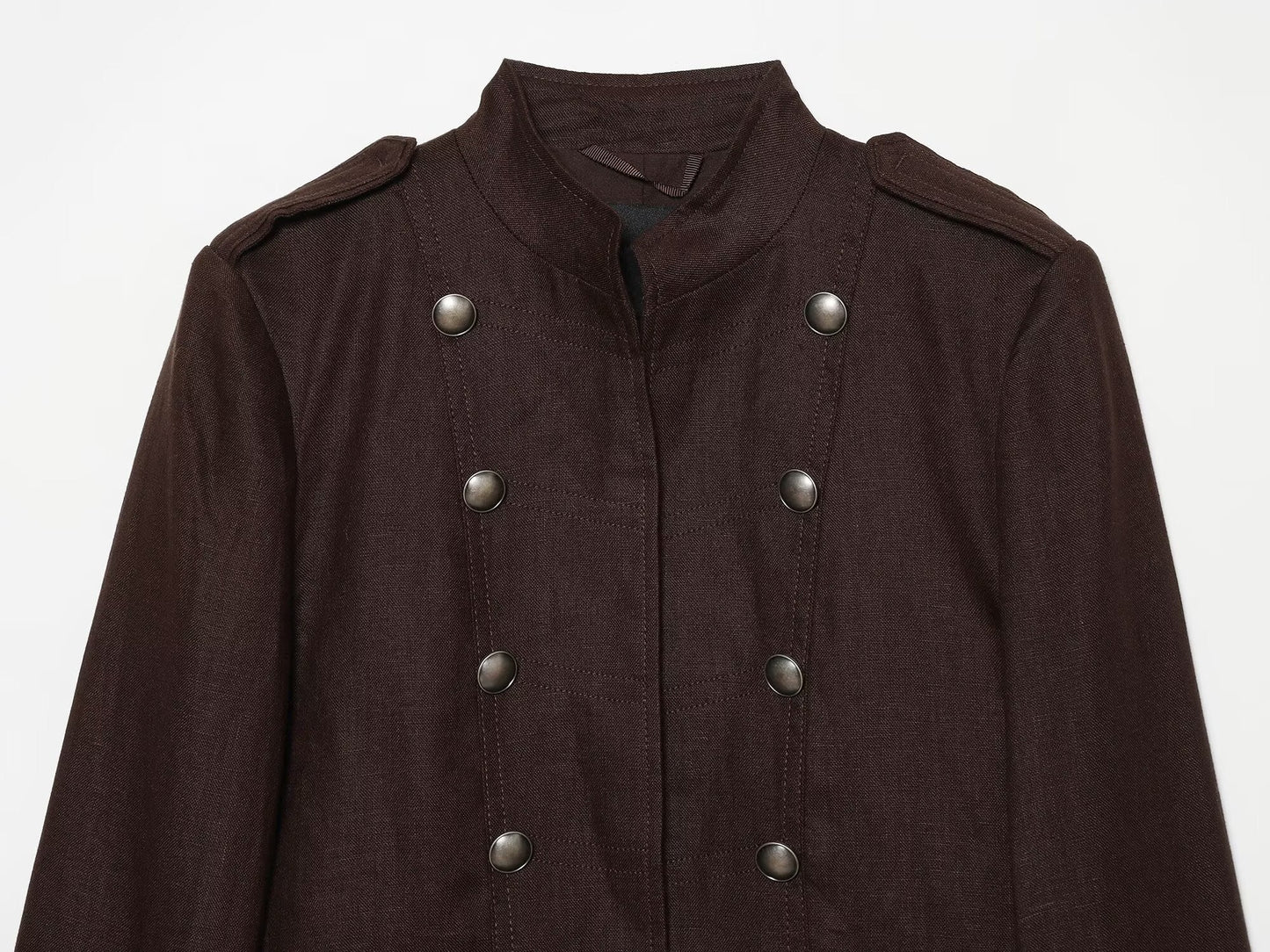 Women's short standing collar double breasted jacket