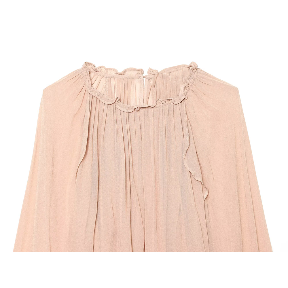 Women's lantern sleeve pleated top