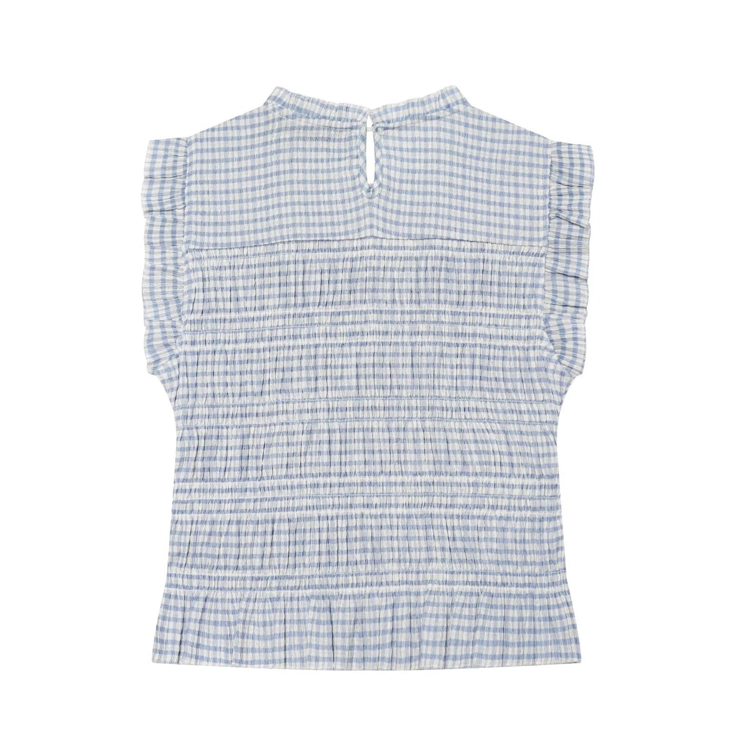 Women's short honeycomb plaid top