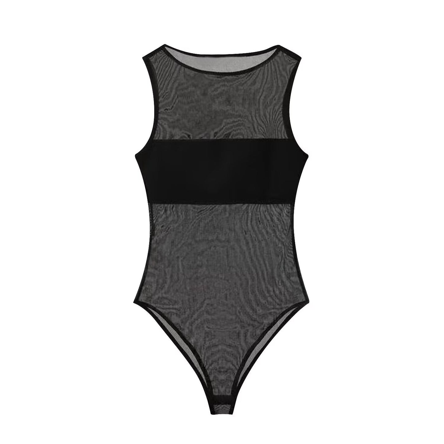 Women's sexy patchwork tulle bodysuit