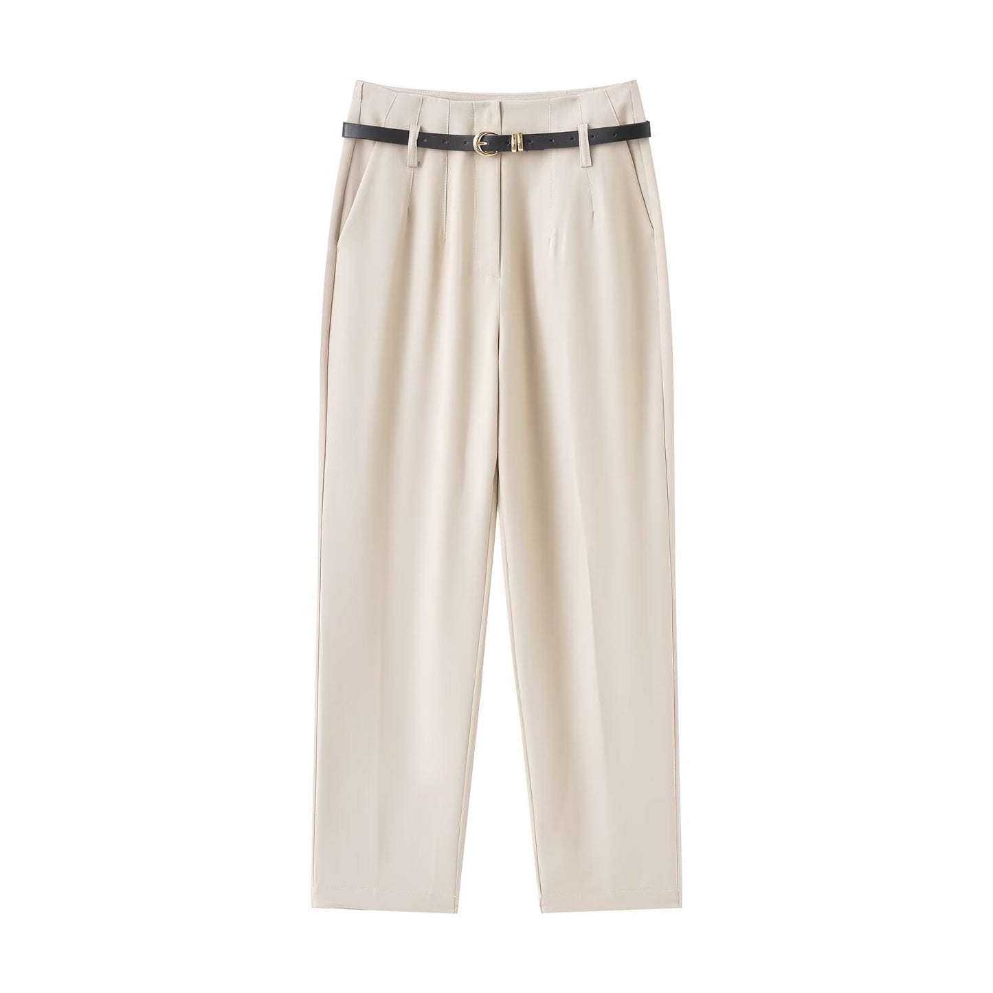 Women's With Belt casual straight high waisted pants