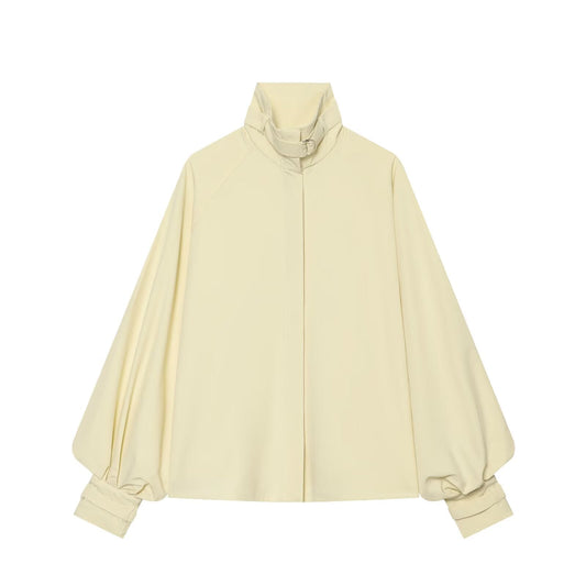 Women's metal buckle decorative poplin shirt