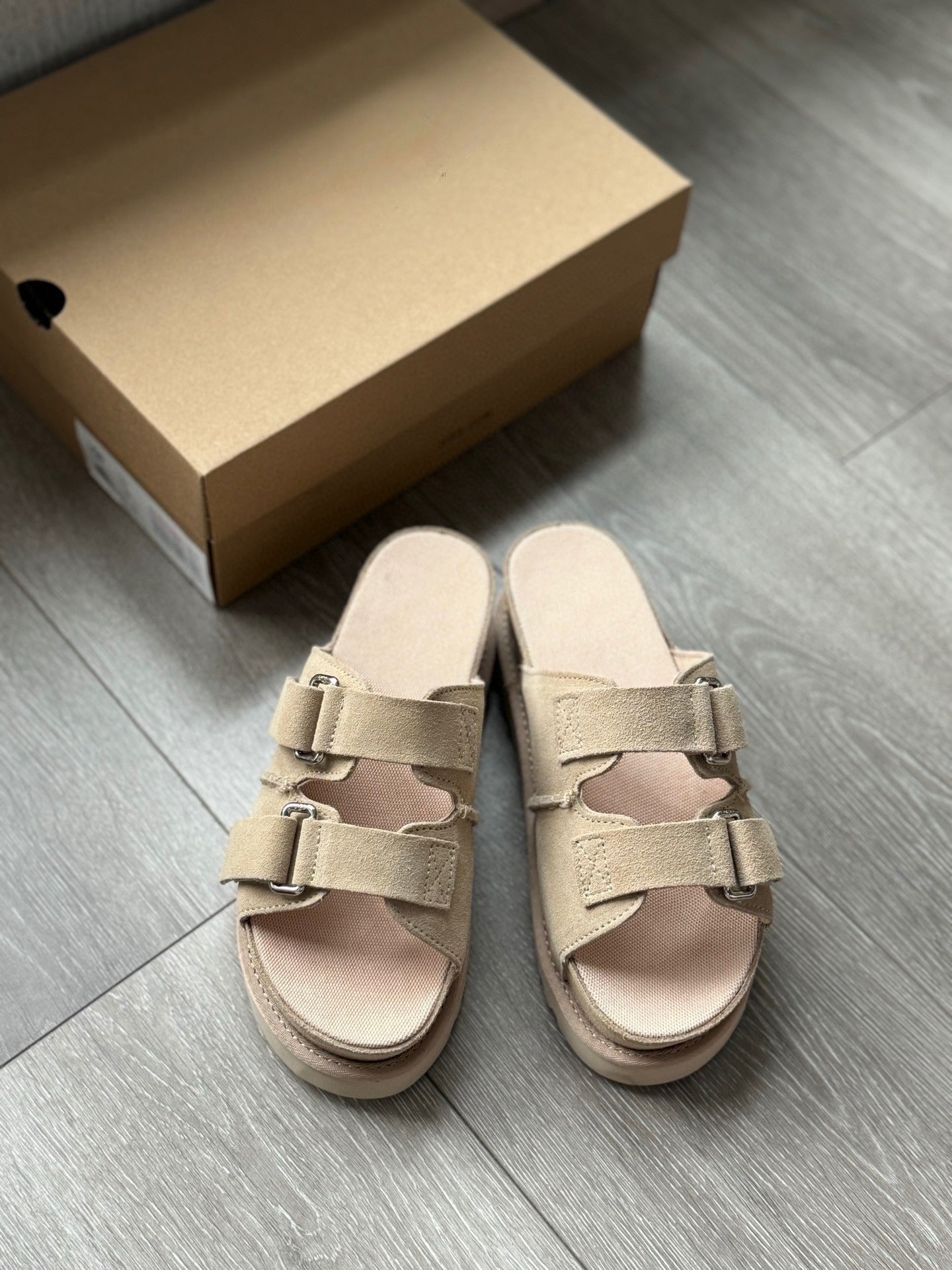 Women's New Fashion Joker Casual Hook and Loop Design Platform Sandals Slippers