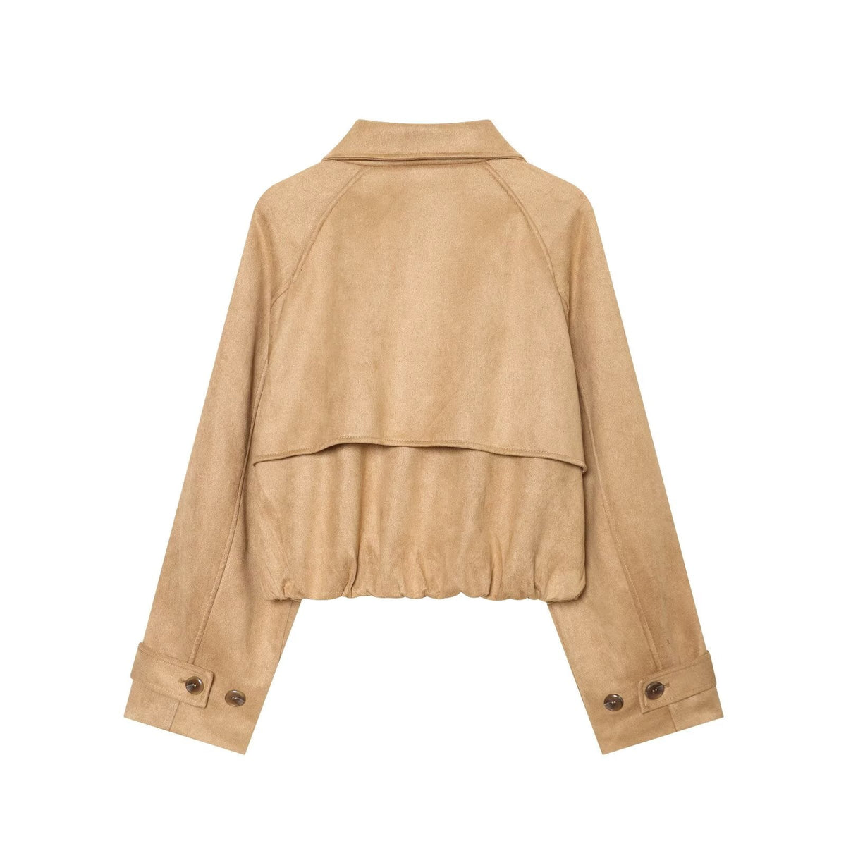 Women's suede texture short pleated Coat