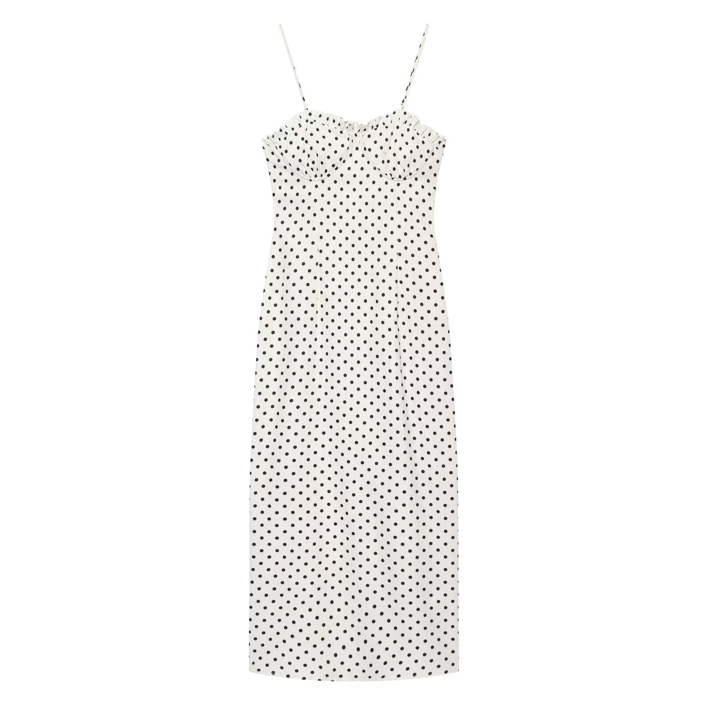 Women's tight corset style polka dot MIDI dress