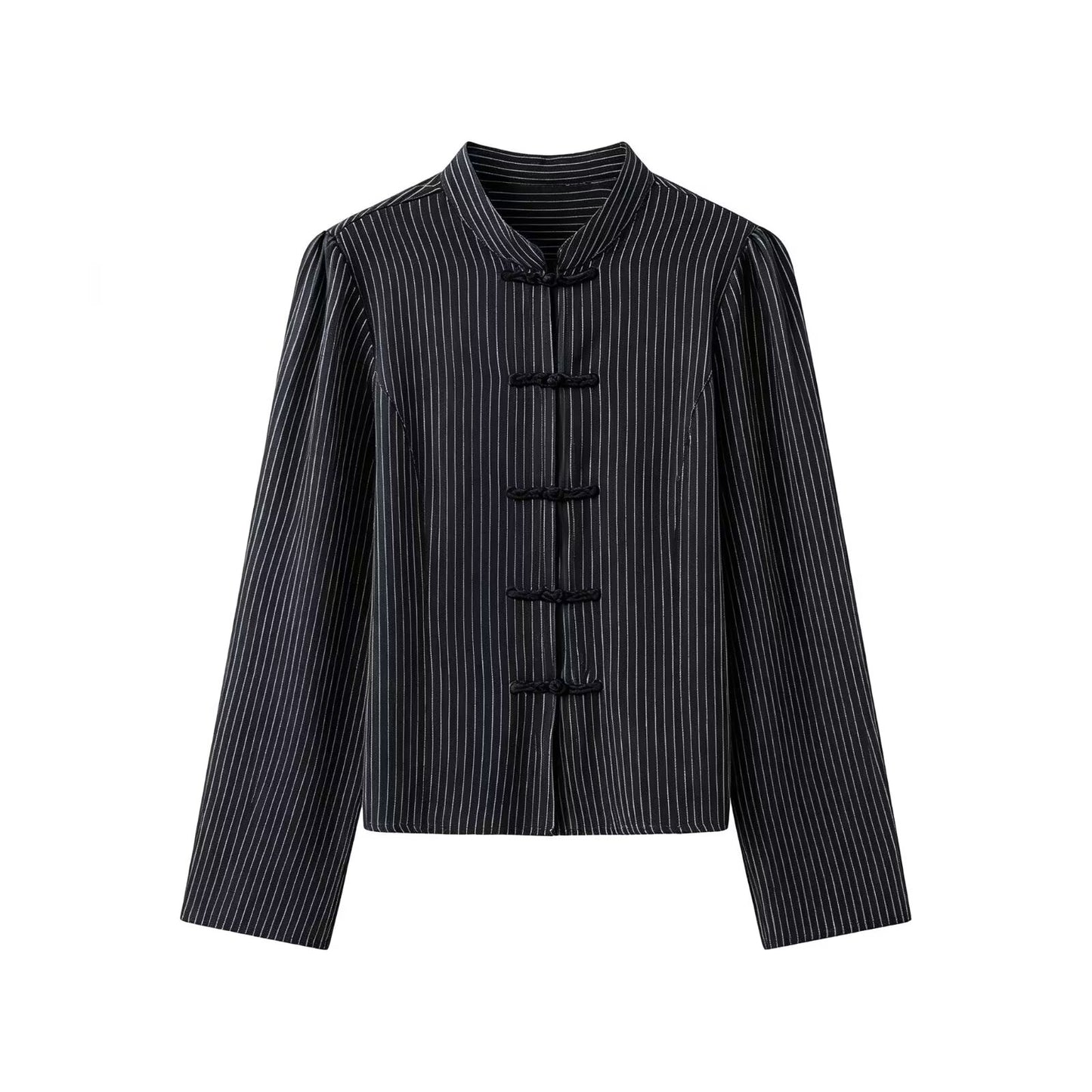 Women's casual slim short striped shirt