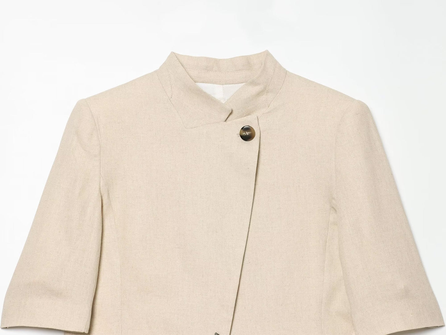 Women's short sleeved linen blend Blazer Coat