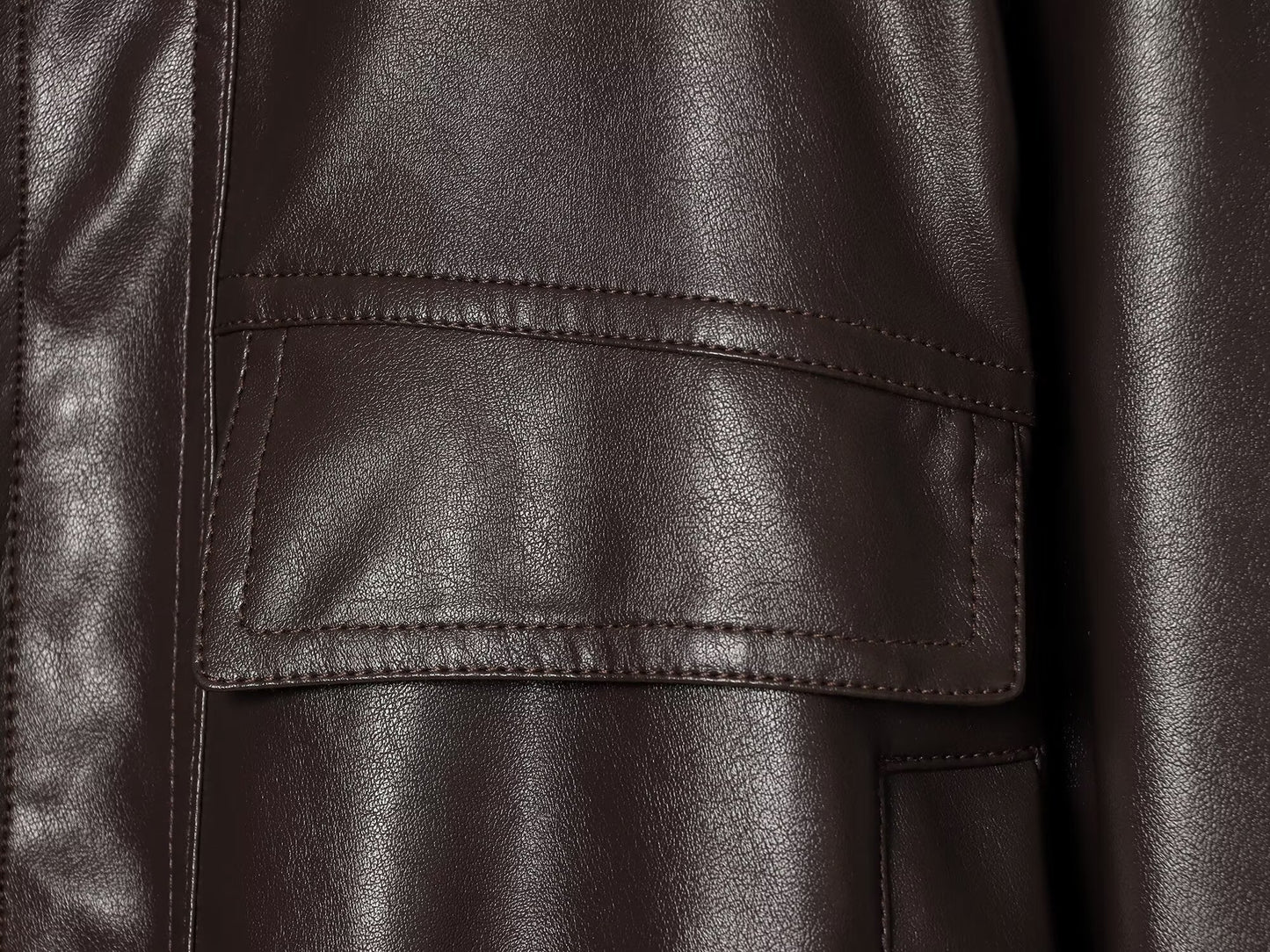 Women's casual short imitation leather jacket Coat