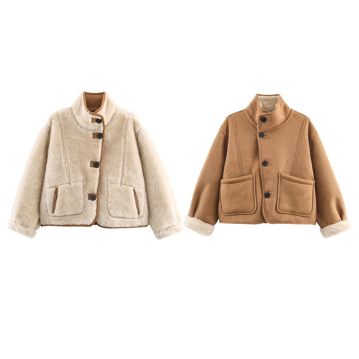 Women's reversible fleece warm jacket Coat
