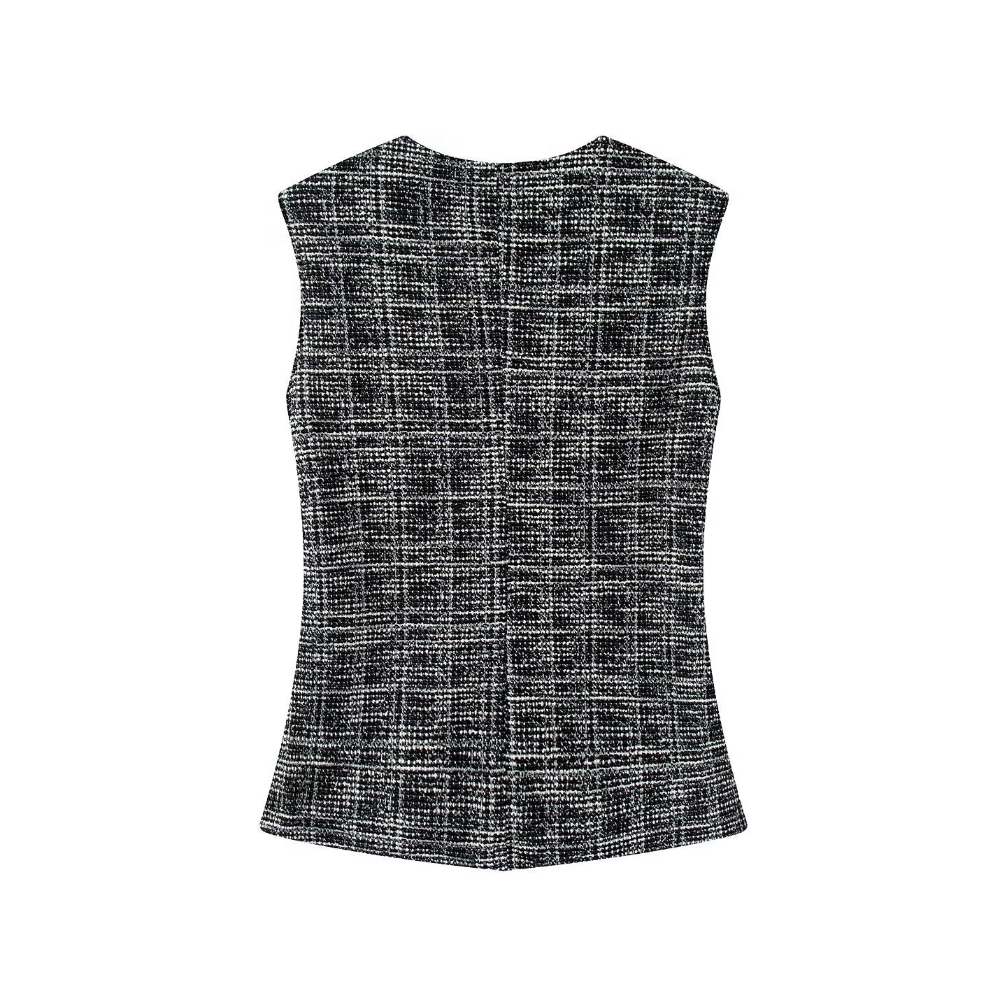 suit Women's 2 pieces button decoration texture vest style top+Flared pants