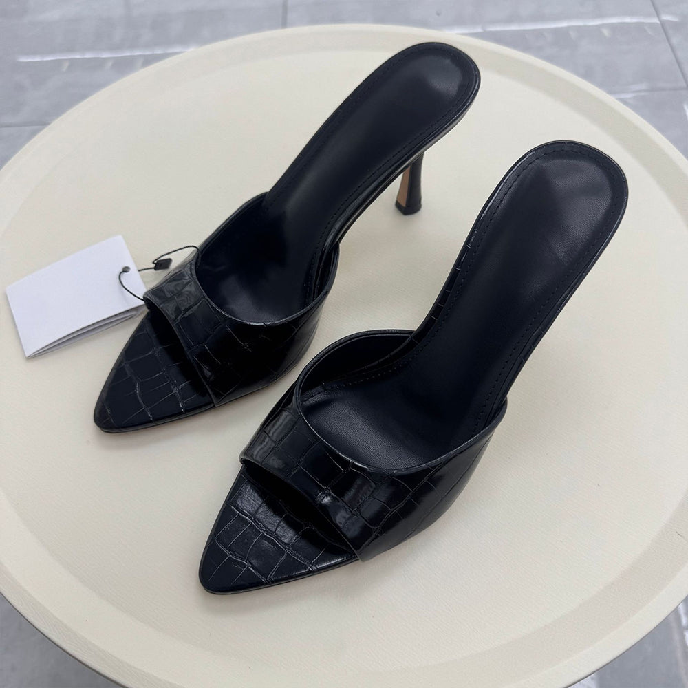Women's new pointed open toe suede sandals with high heels and stilettos