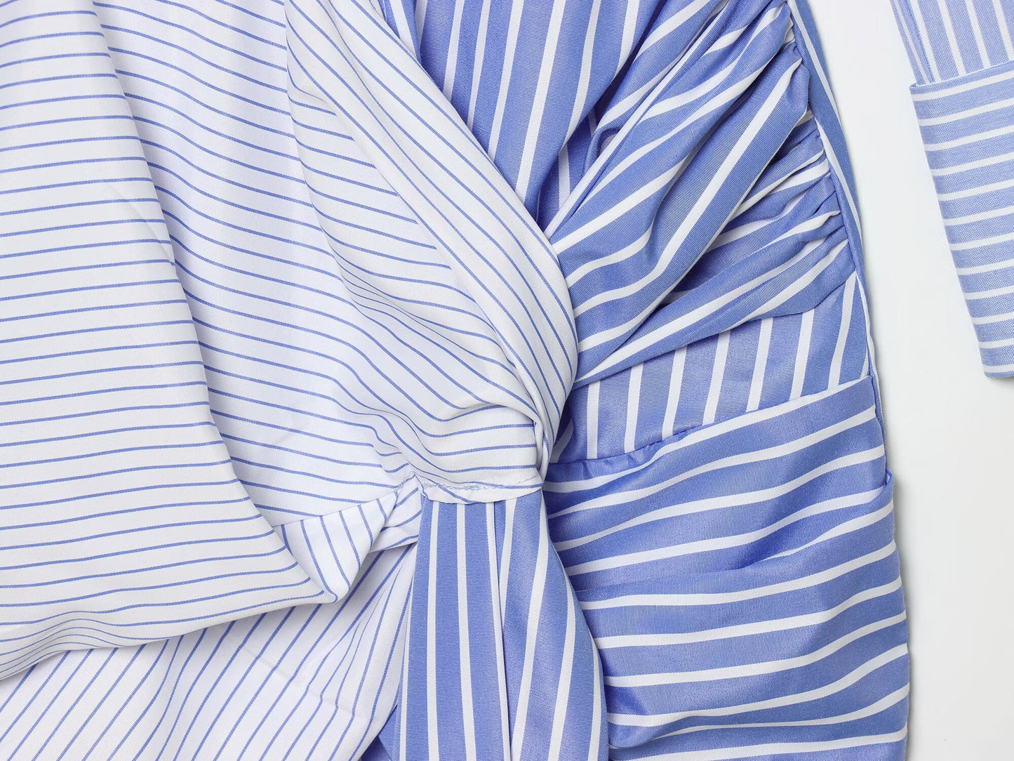 Women's knot decoration striped shirt style dress
