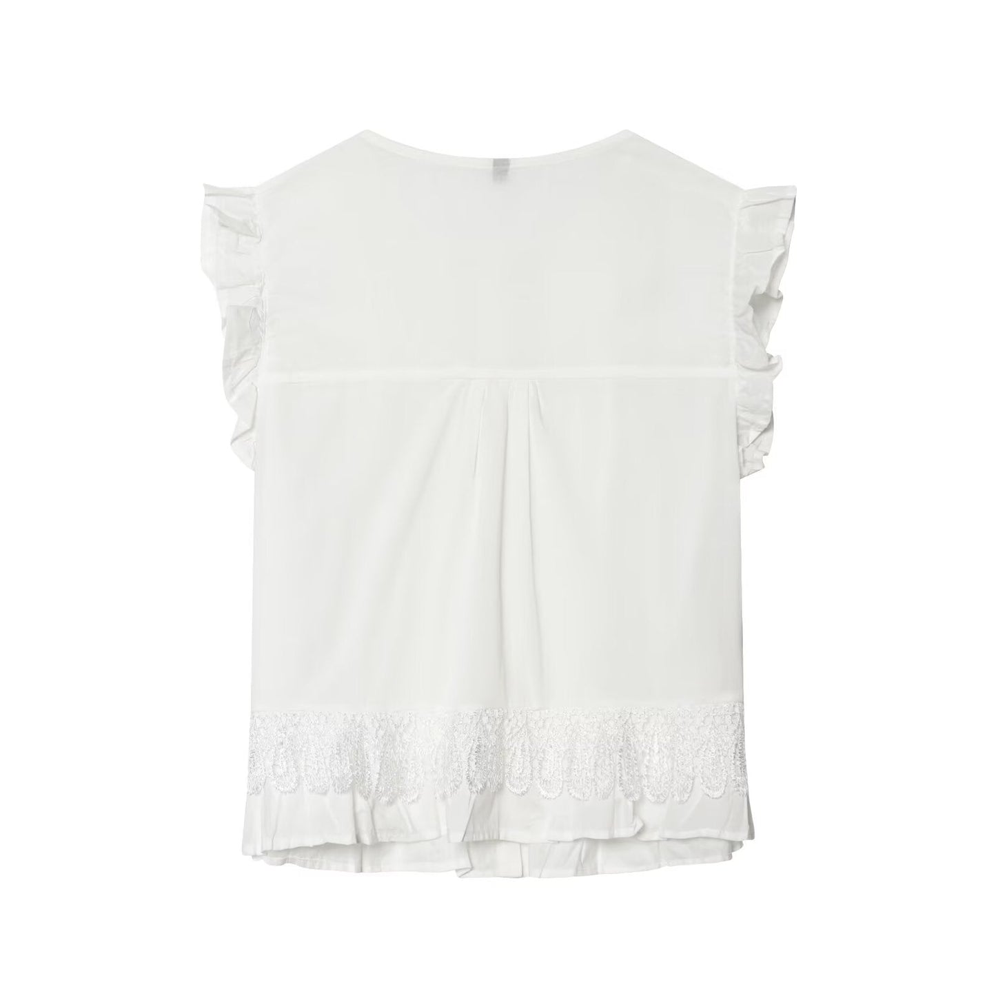 Women's vertical lace decoration sleeveless shirt