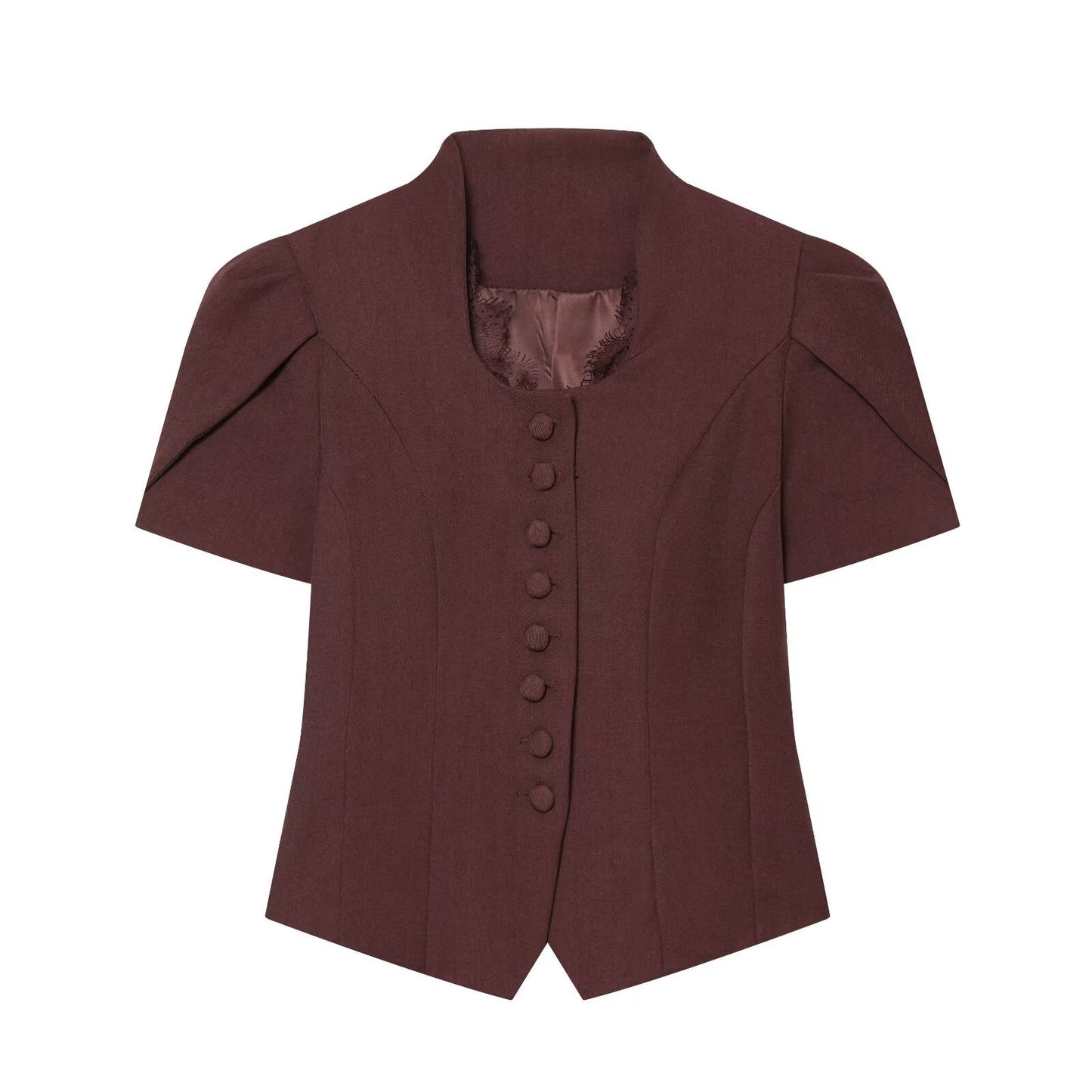 Women's new lace patchwork short sleeved Blazer top