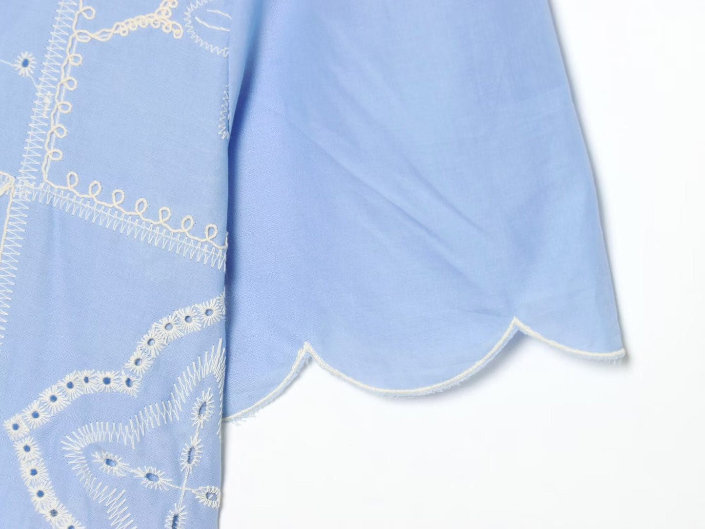 Women's bow decoration hollow embroidery shirt