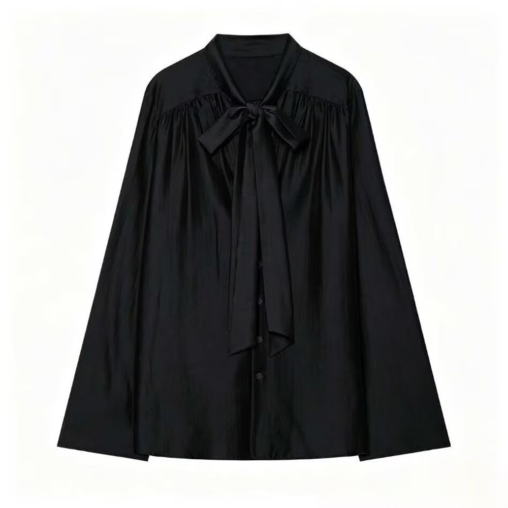 Women's scarf decoration loose V-neck shirt
