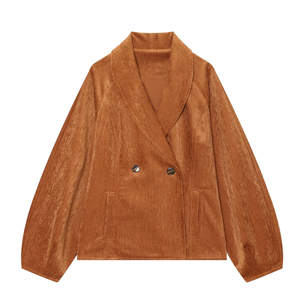 Women's waist cinched style double breasted jacket Coat