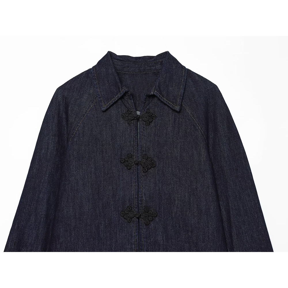 Women's rope knot decorative denim Coat