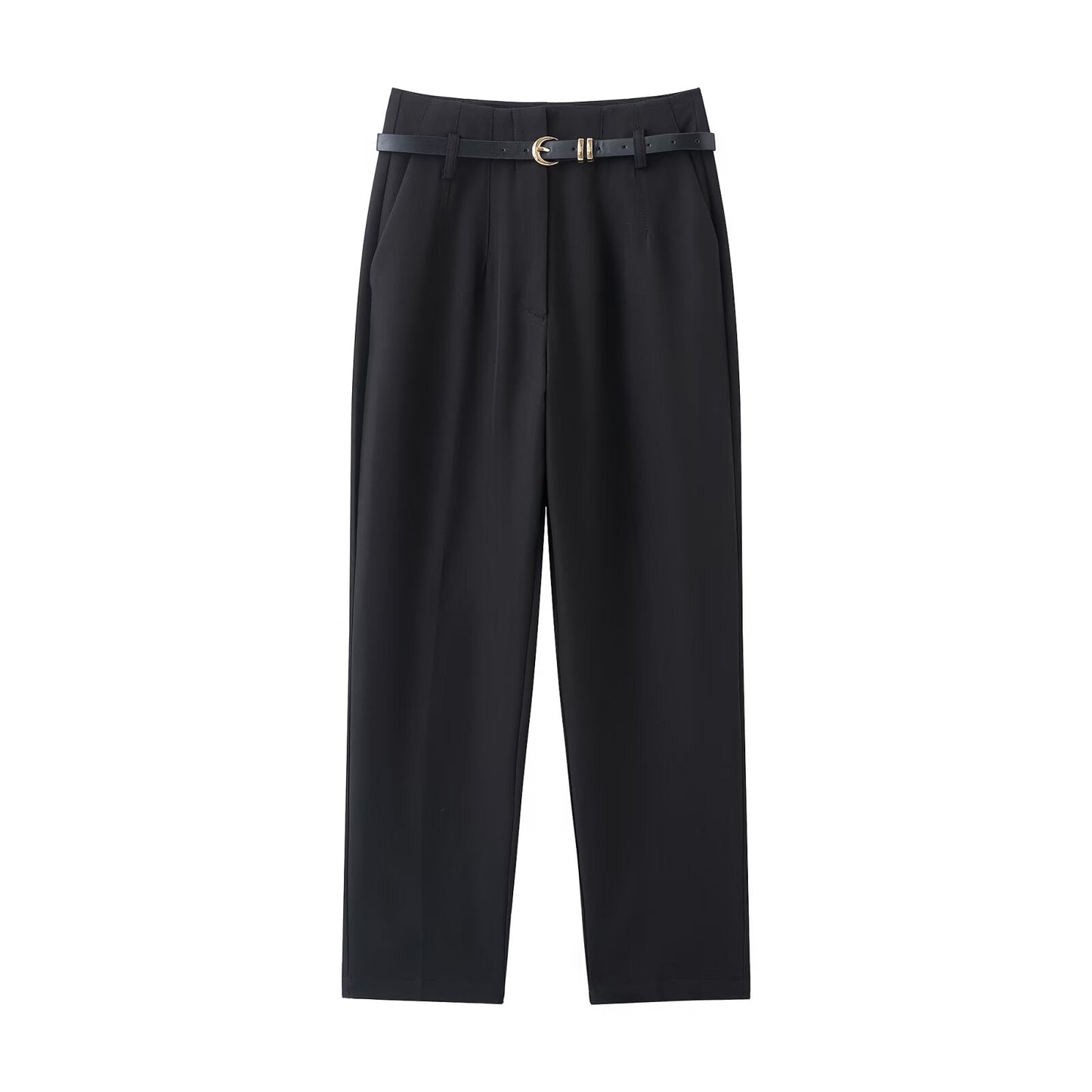 Women's With Belt casual straight high waisted pants