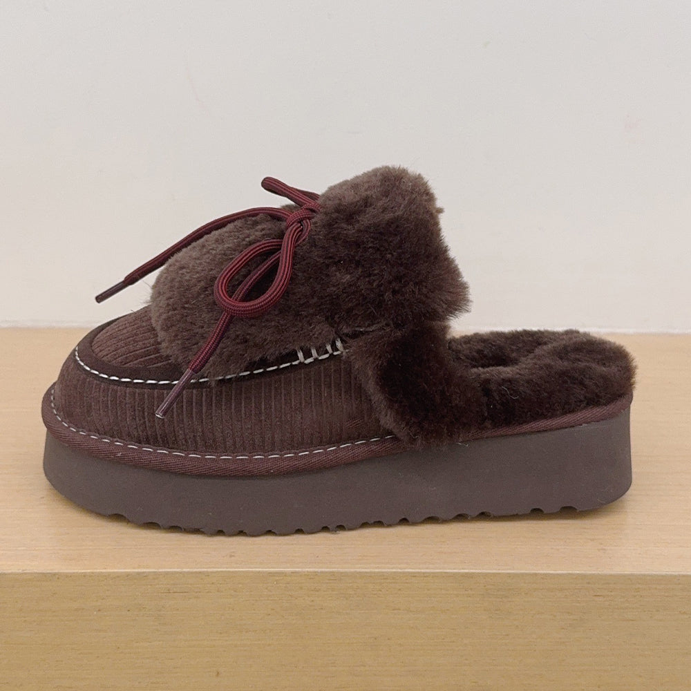 Women's new outer wear plus velvet thick-soled slippers